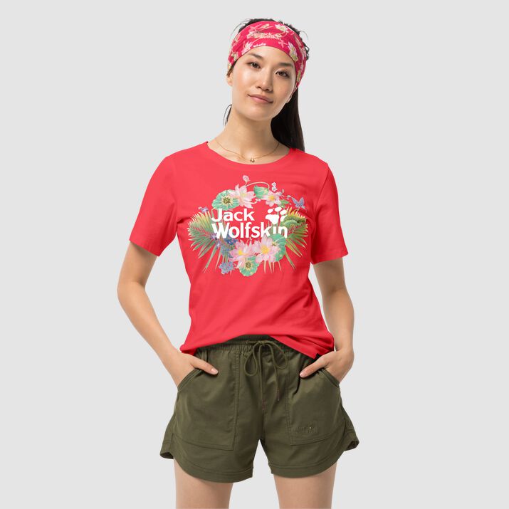 T-shirt Jack Wolfskin Paradise Logo Mujer Rojos Mexico-7489611